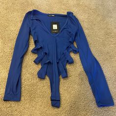 Nwt Fashion Nova Blue Cutout Bodysuit Size Xs. Very Stretchy Material Blue V-neck Bodysuit For Party, Blue Long Sleeve Bodysuit For Night Out, Casual Blue Bodysuit For Night Out, White Long Sleeve Bodysuit, Expensive Fashion, Fashion Nova Bodysuit, Bustier Bodysuit, Sequin Bodysuit, Red Bodysuit