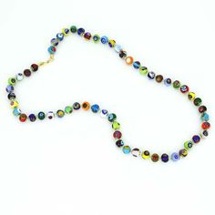 Murano Necklaces | Murano Mosaic Long Necklace - Multicolor Traditional Single Strand Glass Necklace, Traditional Glass Necklace For Gift, Colorful Glass Beaded Necklaces, Elegant Multicolor Glass Beaded Necklaces, Elegant Multicolor Czech Glass Necklaces, Murano Glass Beaded Necklace Gift, Elegant Multicolor Glass Beaded Necklace, Murano Glass Single Strand Necklace As Gift, Single Strand Murano Glass Necklaces With Round Beads