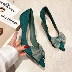 Womens Slip On Bowknot Shoes Mid Kitten Heels Pointed Toe Pumps Wedding Party | eBay Spring Banquet Heels, Pointed Toe Heels For Spring Banquet, Summer Banquet Heels With Pointed Toe, Heels For Banquet And Party Season, Banquet Heels For Party Season, Summer Party Court Shoes With Wrapped Heel, Spring Banquet Low Heel Heels, Wedding Pointed Toe Heels For Party Season, Summer Green Wedding Shoes For Party