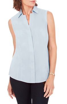 A sleeveless cut and a sophisticated spread collar streamline this button-up shirt cut from a crisp, non-iron cotton blend that's always ready to wear. Style Name:Foxcroft Taylor Non-Iron Sleeveless Shirt. Style Number: 6058074. Cut Shirts, Sleeveless Shirt, Vest Dress, Shirt Style, Button Up Shirts, Sleeveless Top, Ready To Wear, Button Up, Cotton Blend