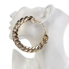 Gold Chain Link Hoops - Bonafide Glam Trendy Metal Chain Earrings, Trendy Metal Earrings With Chain Details, Trendy Silver Hoop Earrings With Chain, Trendy Silver Hoop Earrings With Chain Detail, Trendy Metal Chain Link Earrings, Chunky Small Hoop Metal Earrings, Link Shaped Metal Earrings With Gold Chain, Trendy Dangle Chain Hoop Earrings, Trendy Metal Earrings With Chunky Chain