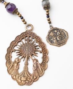 SAVE TODAY WHEN YOU SIGN UP FOR OUR NEWSLETTER Receive updates on upcoming sales, discounts and new products by signing up for newsletter using this link: http://bit.ly/TeamBelieversSave ♦ ITEM DESCRIPTION ♦ Beautiful heirloom quality and vintage-looking catholic rosary is perfect holiday gift or gift for someone special and for celebrating one of the sacraments. Feel confident you're ordering a beautiful rosary by looking at my shop reviews. This chaplet is made of 8mm labradorite Hail Mary bea Spiritual Necklace With Miraculous Medal And Round Beads, Spiritual Healing Jewelry With Miraculous Medal, Spiritual Gemstone Beads Rosary, Spiritual Jewelry With Miraculous Medal For Blessing, Healing Jewelry With Miraculous Medal And Round Beads, Spiritual Rosary With Polished Beads For Healing, Metallic Wrapping Paper, Beautiful Rosary, Pocket Rosary