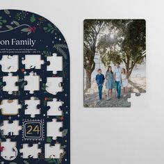 two family photos on a puzzle piece with the number twenty four in front of them