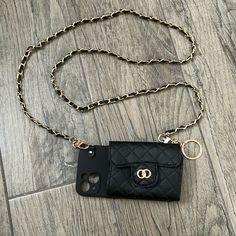 Iphone 13 Crossbody With Wallet On The Back. Phone Hangs Horizontally. Wallet Has 1 Snap Closure. Brand New And Never Used. Black With Gold Hardware. Perfect For Nights Out When You Don’t Want To Take A Huge Purse! Black Rectangular Wallet On Chain With Mobile Phone Bag, Black Wallet On Chain With Card Slots, Black Rectangular Wallet On Chain For Everyday, Trendy Wallet On Chain With Mobile Phone Bag, Black Rectangular Card Holder With Phone Sleeve, Black Rectangular Wallet On Chain For Travel, Trendy Black Portable Wallet, Black Rectangular Phone Bag With Hidden Sleeve, Black Rectangular Card Holder With Cell Phone Pocket