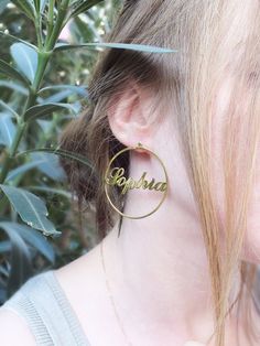 "Name Earrings Hoops Personalized Large Hoop Earrings Name Earrings Gold Hoop Earrings Name Hoops Personalise Earrings Christmas Gift for Mom ♥ Custom Name Hoop Earrings♥ So sweet and adorable, simple and elegant everyday jewelry. This personalized name hoop earrings can be engraved however you desire. The most unique jewelry would make the perfect gift for yourself, loved ones or friends. MATERIAL; All of our products are made of high quality 925 Sterling Silver. COLORS ; 925 sterling silver, r Gift Single Hoop Earring, Birthday Drop Earrings For Pierced Ears, Pierced Drop Earrings For Birthday, Custom Name Small Hoop Earrings For Gift, Custom Name Small Hoop Earrings As Gift, Personalized Hoop Earrings For Birthdays, Personalized Dangle Hoop Earrings As Gift, Personalized Dangle Hoop Earrings For Gifts, Personalized Small Hoop Earrings As Gift