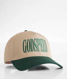 MADLEY. Godspeed Baseball Hat - Khaki/Green , Women's Khaki Embroidered snapback hat One size fits most. 65% Polyester 35% Cotton. Apparel & Accessories > Clothing Accessories > Hats Vintage Flat Bill Hats, Creative Department Hat, Aesthetic Trucker Hats, Country Trucker Hat, Trendy Trucker Hat, Graphic Trucker Hat, Women Trucker Hat, Cute Hat Designs, Merch Hats