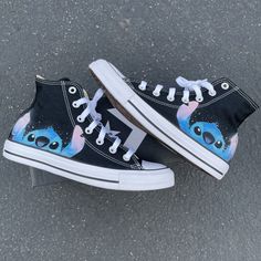 Ohana Means Family Custom High Top Converse – BlvdCustom Black Slip On Vans, Converse Design, Painted Converse, Cute Converse, Black High Top Converse, High Top Converse, Ohana Means Family, Custom Converse, Black High Tops