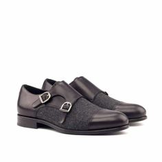 The Damen Ave. Double Monk No. 2414 | Robert August Black Cap Toe Semi-formal Loafers, Elegant Formal Winter Dress Shoes, Black Monk Strap Shoes With Leather Sole For Fall, Black Cap Toe Monk Strap Shoes For Office, Black Leather Shoes For Fall Formal Occasions, Black Monk Strap Shoes With Brogue Detailing For Business, Black Monk Strap Shoes For Business With Branded Insole, Formal Leather Dress Shoes For Winter, Black Monk Strap Shoes With Round Toe