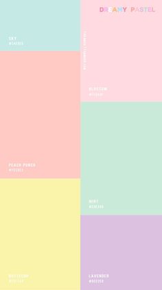 the pastel color scheme is shown with different colors and font on each side, including one