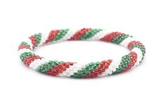 Sashka Co. Kids Bracelet Red / White / Green Christmas Bracelet - Kids Christmas Bracelets Rave, Cheap Festive Beaded Bracelets, Medic Alert Bracelets, Feeding America, Festive Look, Kids Bracelets, Spiral Pattern, Christmas Bracelet, Glass Beaded Bracelets