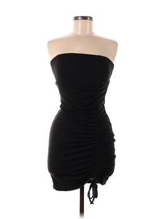 Shein Cocktail Dress Size: Small Black Dresses - used. 62% POLYESTER, 33% RAYON, 5% SPANDEX, Mini, Strapless, Short, Strapless | Shein Cocktail Dress: Black Dresses - Size Small Casual Black Strapless Dress For Date Night, Black Ruched Strapless Bodycon Dress, Black Ruched Bodycon Strapless Dress, Casual Strapless Mini Dress For Cocktail, Ruched Mini-length Bodycon Dress, Casual Strapless Mini Dress For Evening, Ruched Bodycon Mini Dress, Black Strapless Mini Dress With Ruched Detail, Strapless Stretch Mini Dress