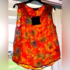 Orange Flowers Sleeveless Blouse Orange Flower, Orange Flowers, Sleeveless Blouse, Color Orange, Womens Tops, Orange, Flowers, Women Shopping, Color