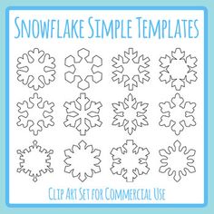 the snowflake simple templates for commercial use are shown in blue and white