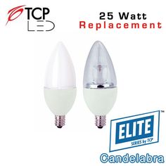 two light bulbs are shown side by side with the words, 25 watt replacement