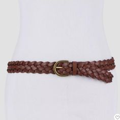 Brown Faux Leather Construction Adds A Classic Look That Easily Pairs With Most Styles Braided Style Lets You Wear The Belt At Any Size You Want To Metal Buckle Adds Subtle Shine The Braided Construction Of This Faux Leather Belt Brings Interesting Texture While Also Letting You Wear It At Any Size, Whether You Are Wearing It With Jeans Around Your Hips Or Using It To Cinch The Waist Of A Shift Dress. These Are New With Tags, There May Be Stickers On The Tags Brown Braided Belt, Braided Leather Belt, Braided Belt, Faux Leather Belts, Braided Leather, Braid Styles, Metal Buckles, Classic Looks, Leather Belt