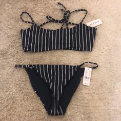 Nwt Pacsun Striped Blue And White Bikini Top Ans Bottom Both Size Large - Hygiene Sticker Still Attached, Never Worn :) I Ordered A Haul A While Back And Never Ended Up Wearing Any. See My Profile For Additional Pacsun Swimwear To Bundle :) Striped Beachy Swimwear For Vacation, Beachy Striped Swimwear For Vacation, Striped Tankini For Summer Beach, Strappy Swimwear For Sunbathing And Beach Season, Striped Summer Swimwear For The Beach, Summer Striped Swimwear For Beach, Strappy Tankini For Beach Season Sunbathing, Strappy Tankini For Sunbathing Beach Season, Strappy Swimwear For The Beach