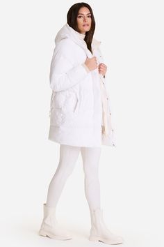 Stay warm in our newest puffer coat. This mid-length belted jacket features a zippered sherpa lining, keeping you toasty on the coldest winter days ahead. We recommend sizing down for a more snug fit. Winter White Puffer Parka For Cold Weather, Presidents Day Sale, Belted Jacket, Winter Days, Winter Day, Cinched Waist, Puffer Coat, Bike Shorts, Cold Winter