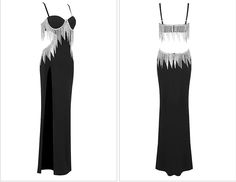 Rhinestone fringe embellished maxi evening dress. Elegant Fringe Dress For Prom Season, Evening Maxi Dress With Rhinestones, Glamorous Floor-length Evening Dress With Rhinestone Fringe, Elegant Floor-length Evening Dress With Fringe, Evening Fringe Maxi Dress, Elegant Fringe Maxi Dress For Night Out, Elegant Evening Dress With Beaded Fringe For Prom, Elegant Fringed Maxi Dress For Night Out, Elegant Beaded Fringe Evening Dress For Prom