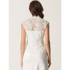 These feminine shrug tops with floral crochet lace fabric, and elegant see-through design, can make you more charming and attractive. The hollow-out crochet lace shrug featuring cap sleeves can show your curves and perfect arm line. Perfect for daily casual, office wear, wedding guests, cocktail parties, evening, or anywhere. Pair it with the casual sleeveless cami top or elegant spaghetti strap dress for a cocktail party. Crochet Lace Shrug, Wedding Cap, Lace Shrug, Casual Office Wear, Floral Crochet, Cocktail Parties, Spaghetti Strap Dress, Casual Office, Wedding Guests