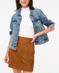 Factory: Faux-suede Mini Skirt For Women Suede Skirt Outfit, Red Denim Skirt, Brown Suede Skirt, Faux Suede Skirt, Wool Mini Skirt, Suede Mini Skirt, Miniskirt Outfits, Fall Capsule Wardrobe, Brown Skirts