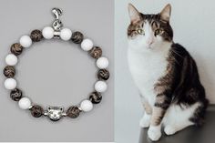 I created this one of a kind cat  bracelet design for brown tabby white cat lovers..:) It's unisex! The brown and white gemstone beads imitates your cat color, so you can wear your kitty wherever you go! :) It's made with high quality, genuine  Tibetan and white alabaster gemstone beads so it has strong properties and meaning to it. :) . .Whether you just like the color, or you have a brown white tabby cat, or a fan of  agates , this gemstone bracelet will be perfect for you, or as a gift.. Made White Tabby Cat, Brown Tabby, Animal Bracelet, Cat Bracelet, Memorial Bracelet, White Alabaster, 8mm Beads, Cat Memorial, Cat Charm