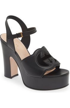 Gucci Interlocking G Cutout Platform Sandal (Women) | Nordstrom Modern Gucci Sandals For Evening, Modern Gucci Evening Sandals, Gucci Wedge Heel Sandals With Branded Heel, Gucci Wedge Heel Sandals, Luxury Platform Sandals With Open Heel, Luxury Chunky Platform Heels With Open Heel, Luxury Chunky Platform Sandals, Designer Platform Sandals With Ankle Strap, Luxury Open Heel Chunky Platform Heels