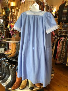 Lot of 3 Vintage Women's Night Gowns, Robe, 2 Medium and 1 Large Lavender short sleeve; medium size Blue 2 piece Short sleeve robe and matching nightie; large size. Light blue poly night gown; medium size All in good used condition except for normal wear. Summer Short Sleeve Dress For Sleepover, Summer Sleepover Dress With Short Sleeves, Cotton Short Sleeve Nightgown For Pajama Party, Cotton Nightgown With Short Sleeves For Pajama Party, Summer Short Sleeve Nightgown For Pajama Party, Light Blue Short Sleeve Sleepwear For Loungewear, Light Blue Short Sleeve Sleepwear For Lounging, Blue Short Sleeve Sleepwear For Spring, Relaxed Fit Short Sleeve Bedtime Dress