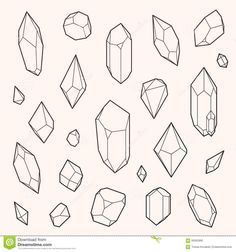 a set of different shapes and sizes of diamonds on a white background with black lines