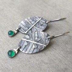 Unique Green Earrings With Oxidized Finish, Green Earrings With Oxidized Finish, Green Oxidized Drop Earrings, Green Oxidized Finish Earrings For Gift, Green Sterling Silver Earrings With Oxidized Finish, Nature-inspired Silver Earrings With Natural Stones, Handmade Silver Emerald Earrings, Edelweiss Jewelry, Witchcraft Jewelry