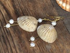 Seashell & Freshwater Pearl Earrings, 18K Gold Plated, Stainless Steel, Beach Chic, Natural Jewelry, Freshwater Pearl, Boho Chic, Bohemian - Etsy Chic Natural, Natural Jewelry, Freshwater Pearl Earrings, Chic Bohemian, Freshwater Pearls Earrings, Beach Chic, Nature Jewelry, Fresh Water, Sea Shells