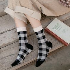 Colorful Plaid Cotton Socks - Vibrant Fall & Winter Fashion | Tristar Boutique Trendy Black Cotton Knee-high Socks, Casual Multicolor Fall Socks, Trendy Black Socks For Winter, Trendy Black Winter Socks, Multicolor Cotton Socks For Fall, Casual Mid-calf Socks For Stocking Stuffer, Trendy Cotton Socks For Winter, Trendy Cotton Winter Socks, Trendy Winter Cotton Socks