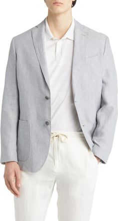 Nordstrom Patch Pocket Linen Sport Coat | Nordstrom Business Casual Linen Outerwear With Patch Pockets, Linen Outerwear With Patch Pockets And Suit Collar, Linen Outerwear With Patch Pockets For Business Casual, Linen Blazer With Notch Lapel And Pockets, Linen Notch Lapel Blazer With Pockets, Casual Single Button Linen Outerwear, Linen Single Breasted Sport Coat, Modern Linen Blazer With Pockets, Linen Single-breasted Button-up Sport Coat