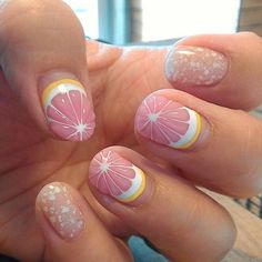 Fruit Nail Designs, Lemon Nails, Fruit Nail Art, Her Nails, Pretty Nail Art, Easter Nails, Manicure Y Pedicure, Nail Polishes, Nails Design