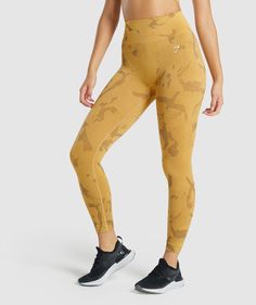 Gymshark Adapt Camo Seamless Leggings - Savanna | Yellow | Gymshark Gymshark Camo, Mission Possible, High Waisted Leggings Workout, Workout Partner, Gymshark Flex Leggings, Gym Wear For Women, Flex Leggings, Ultimate Workout, Gymshark Women