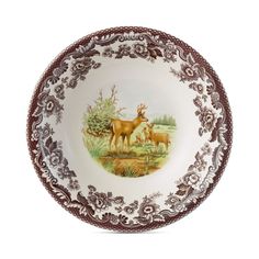 an image of a plate with deer on it