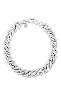 A sterling silver curb chain link bracelet brings refined style to your outfits. 7" length Clasp closure Sterling silver Imported Classic Silver Chain Link Charm Bracelet, Modern Silver Cuban Link Bracelet With Chunky Chain, Classic Cuban Link Bracelet With Chunky Chain For Everyday, Silver Cuban Link Jubilee Bracelet For Everyday, Modern Sterling Silver Cuban Link Bracelet, Elegant Everyday Sterling Silver Cuban Link Bracelet, Silver Cuban Link Bracelet With Chunky Chain, Elegant Cuban Link Sterling Silver Bracelet For Everyday, Formal Silver Cuban Link Bracelet With Curb Chain