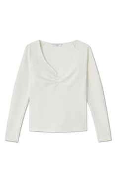 Subtle ruching highlights the V-neckline of a long-sleeve jersey top that's a versatile casual option. V-neck Long sleeves 74% viscose, 22% polyester, 4% elastane Machine wash, dry flat Imported This brand is certified with the Butterfly Mark, which identifies luxury brands that adhere to social and environmental best practices
 This brand meets Nordstrom Responsible Brands criteria: brand adheres to responsible social and environmental practices White V-neck Long Sleeve Top For Fall, White V-neck Long Sleeve Top, White V-neck Top For Fall, Chic White V-neck Top For Fall, White V-neck Long Sleeve Top For Spring, Chic Fitted Long Sleeve V-neck Top, Fitted White V-neck Top For Fall, Lk Bennett, Long Sleeve Jersey