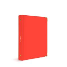 a red binder on a white background