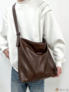 Bird in Bag - Large Capacity Shoulder Bag with Adjustable Strap Casual Brown Bucket Bag With Solid Color, Casual Brown Shoulder Bag, Casual Brown Solid Color Shoulder Bag, Trendy Brown Bag For Daily Use, Brown Casual Satchel With Solid Color, Casual Brown Satchel With Solid Color, Trendy Brown Shoulder Bag For Daily Use, Brown Bags For Daily Use, Brown Shoulder Bag For Daily Use