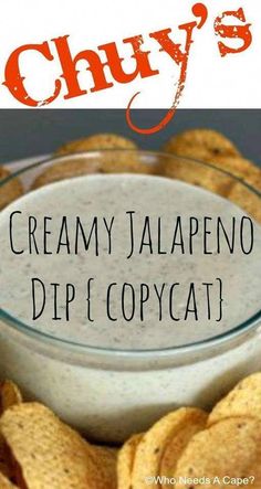 creamy jalapeno dip in a glass bowl with chips on the side