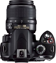 the camera is on display with its lens pointed at it's body and flash