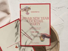 two new year's eve party cards on top of each other