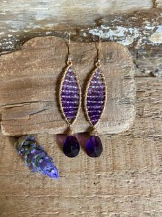 Gold filled hoop earrings with faceted amethyst gemstones Handmade Hoop Earrings, Green Chalcedony, Purple Jewelry, Earring Ideas, Gold Statement Necklace, Peridot Gemstone, Amethyst Purple, Garnet Gemstone, Gift Jewelry