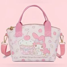 Adorable My Melody Handbag. Dimensions: 9.06 In (L) X 8.66 In (H) X 2.76 In (W) Color: Pink Top Handles Adjustable, Detachable Shoulder Strap Zipper Closure Hello Kitty Bags, Sanrio Bag, Cross Body Sling Bag, Sanrio Pink, Retail Bags, Pink Shoulder Bag, Kuromi Cinnamoroll, Faux Leather Handbag, Sanrio Cinnamoroll