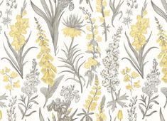 yellow and gray flowers on white background