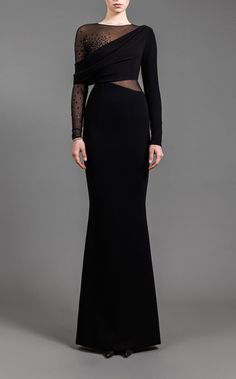 Jean Louis Sabaji 600715 Black Long Sleeve Dresses For Wedding Guest, Bridesmaid Black Dresses, Jean Louis Sabaji, Mermaid Long Dress, Dress With Crystals, Crystal Embroidery, Trumpet Dress, Black Mermaid, Midi Dress Style