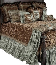 Aristocat Luxury Bedding – Reilly-Chance Collection Tuscan Bedding, Modern Luxury Bed, Large Beds, Luxury Bedding Set, Luxury Bedding Collections, Green Bedding, Luxury Bedding Sets, Bed Linens Luxury, Beautiful Bedding