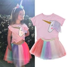 Brand New! Cotton/Polyester Unicorn Dress Girls, Tutu Skirt Outfit, Unicorn Birthday Outfit, Veil Dress, Rainbow Skirt, Toddler Skirt, Unicorn Outfit, Unicorn Dress, Tulle Tutu Skirt