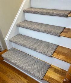 Always Natural Basket True Bullnose® Herringbone Pattern Padded Stair Tread (Sold Per Step/Each) | True Bullnose® and True Flat™ PADDED Carpet Stair Treads Bull Nose Stair Tread, Carpeted Stair Treads, Stair Treads Ideas Wood, Bullnose Stair Treads, Stair Carpet Ideas, Bullnose Carpet Stair Treads, Loop Pile Carpet, House Vision Board, Beauty In Imperfection