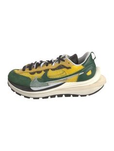 Sacai x Nike Vaporwaffle Tour Yellow Stadium Green Low Top Athletic SneakersFrom the 2020 CollectionYellowPrintedRubber & Suede TrimRound-ToesLace-Up Closure at Uppers Nike Sacai, Nike Sale, Messenger Bag Backpack, Green Sneakers, Sweater Boots, Balenciaga City Bag, Flat Sneakers, Athletic Sneakers, Accessories Jacket